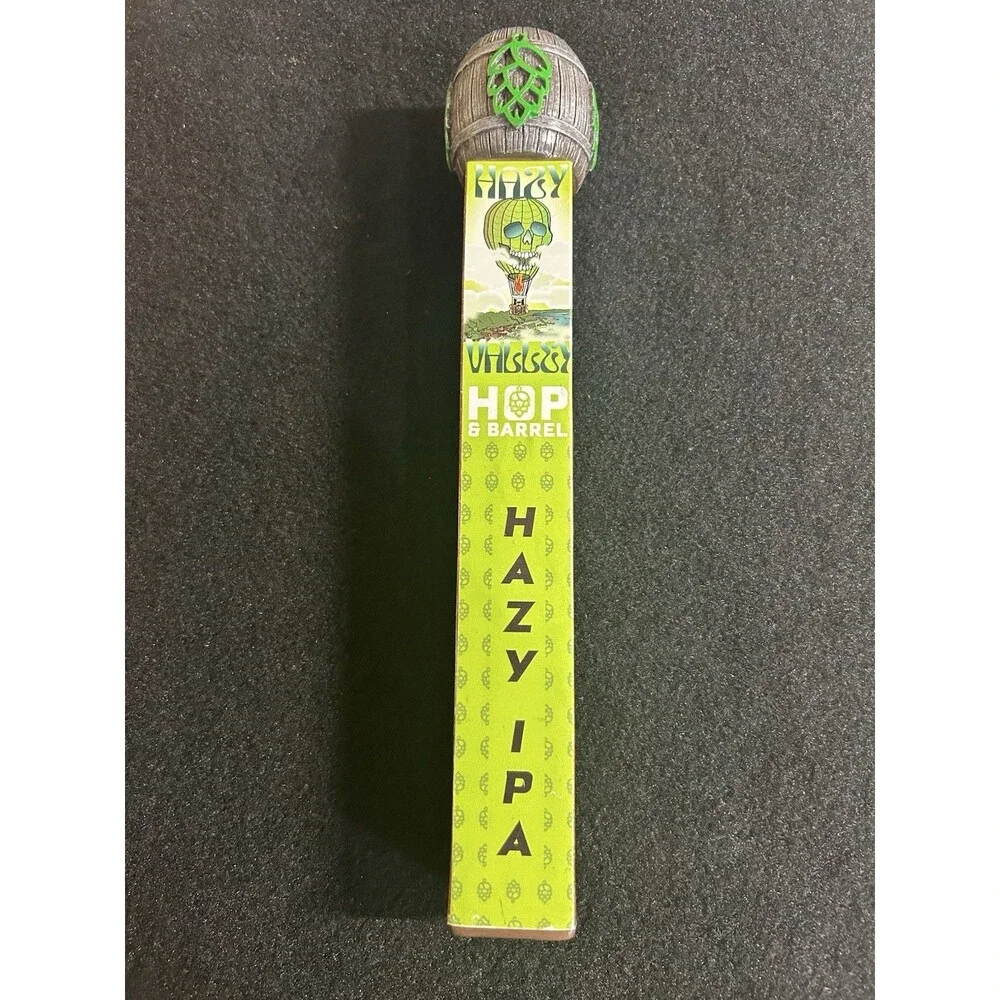 Hop & Barrel Hazy Valley Hazy IPA Beer Tap Handle Flying Skull 12